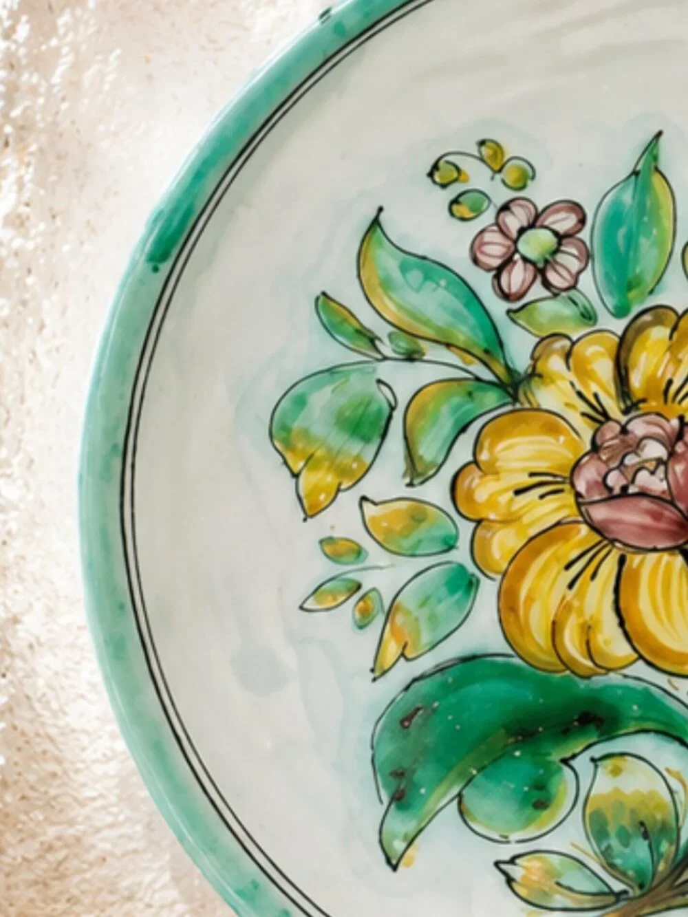 Vintage Signed Spanish Hand Painted Still Life Floral Majolica Plate